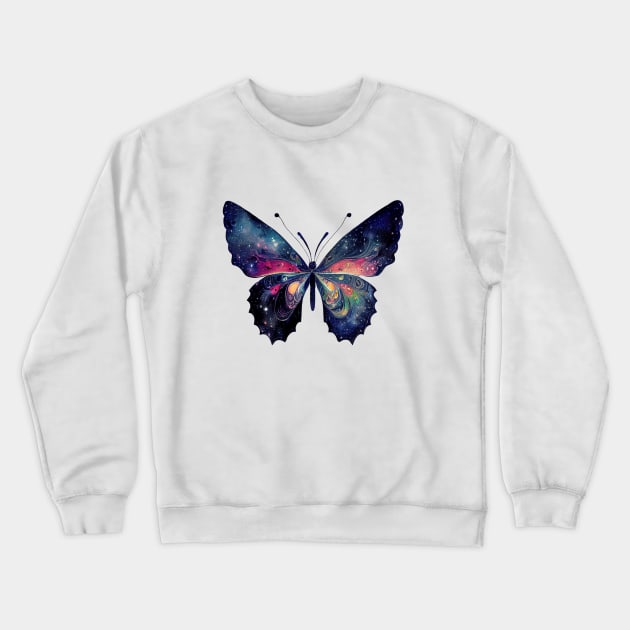 Galaxy butterfly colorful space butterfly Crewneck Sweatshirt by colorbyte